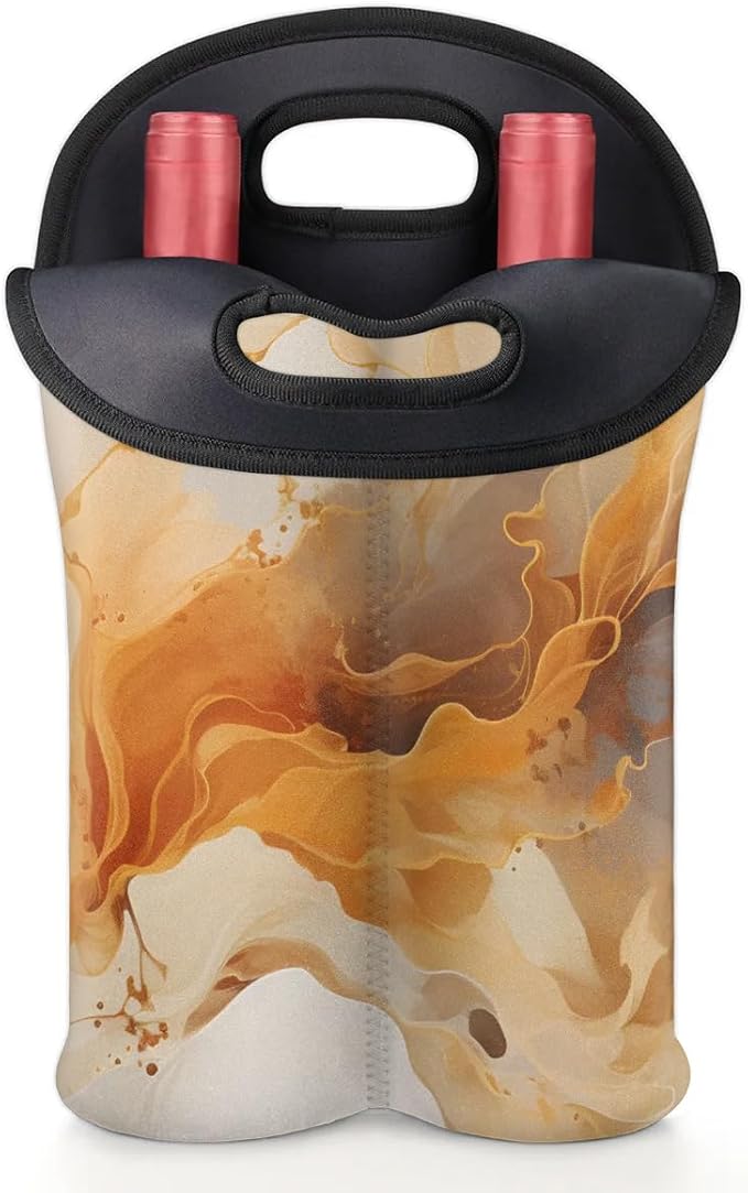 Wine Carrier Tote Personalized Bag for 2 Bottles - Neoprene Wine Bottle Holder with Carry Handle, Wine Protective Bag Insulated Bag Beer Cans Water Bottle Holder for Travel Picnic,Style8