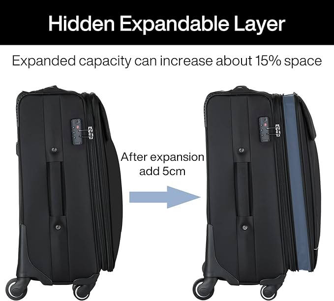 Hanke 20 Inch Expandable Carry On Luggage 22x14x9 Airline Approved Softside Suitcases with Wheels Lightweight Travel Luggage Rolling Suitcase with Lock for Men and Women.(Coffee)