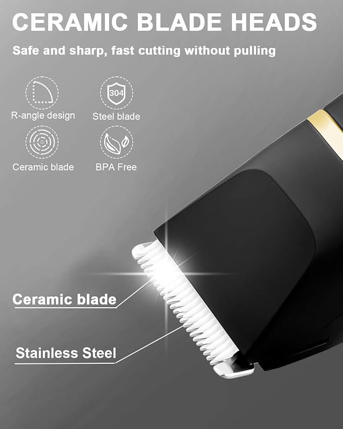 AREYZIN Body Hair Trimmer Men: Manscape 3 in 1 Electric Razor, Hair Trimmer for Body Groomer,Beard, Nose/Ear Hair,USB-C Replaceable Dock Ceramic Blade Heads,Christmas Gifts for Men