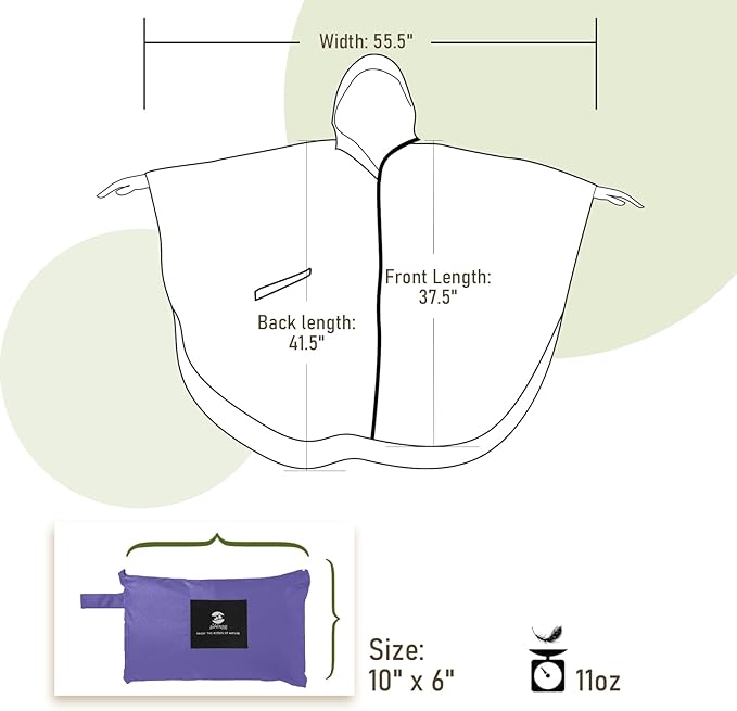 SaphiRose Unisex Rain Poncho Raincoat Hooded for Adults Women with Pockets