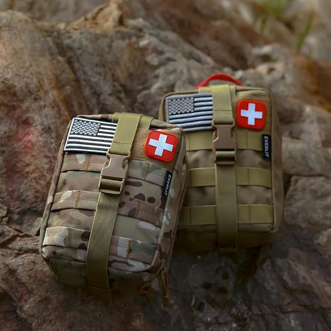 EVERLIT Emergency Trauma Kit, CAT GEN-7 Tourniquet 36" Splint, Military Combat Tactical IFAK for Critical Wounds First Aid, Gun Shots, Severe Bleeding Control (Camouflage)
