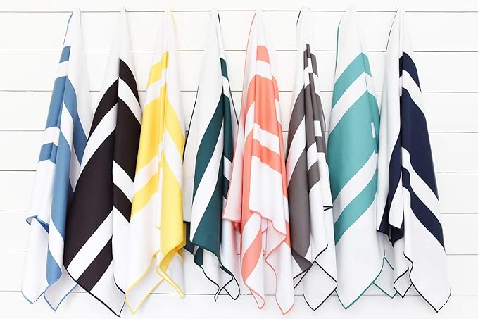Emerald Microfiber Beach Towel by Laguna Beach Textile Co - Sand Free, Light Weight Striped Pool Towel - Perfect for Yoga, Gym, Beach, Pool - Extra Large, 35" x 75" - Aqua Blue