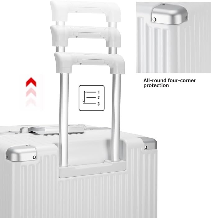 feilario 29in Super Large Captain Aluminum Frame Hardside Spinner Wheels Luggage, Removable Wheels Zipperless Checked Suitcase with Cup Holder/Phone Holder