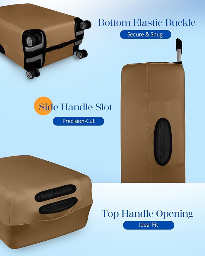 Slohif Luggage Cover for Suitcase Tsa Approved Protector - Luggage Sleeve Suit Case Cover Travel Stretch Large Baggage Case Protective Washable Fit 29-30 Inch Brown
