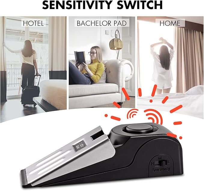 Door Stop Alarm, Door Stopper Security for Home Travel Apartment with 120DB Siren Portable Safety Tool 2 Pack