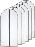 Garment Bag (Set of 6) Plastic Garment Bags with Zipper Hanging Clothes Cover Dress Bag for Suits, Coats Closet (24'' x 40'', Black)
