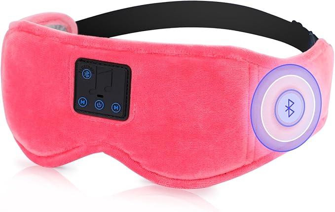 Sleep Mask with Bluetooth Headphones 3D Contour Sleeping Headphones 5.4 Wireless Bluetooth, Ultra-Thin Stereo Speakers Blackout Eye Masks for Men Women Travel Sleep
