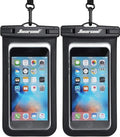 Hiearcool Waterproof Phone Pouch, Universal Case Compatible for iPhone 16 15 14 13 Pro Max Plus Up to 8.3", IPX8 Beach Travel Essentials-Black-2 Pack