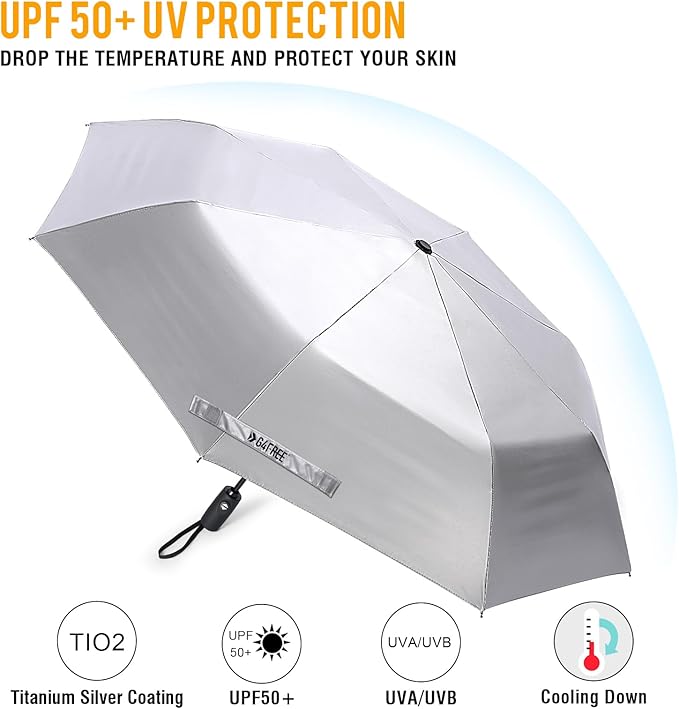 G4Free UPF 50+ UV Protection Large Travel Umbrella 42/46 Inch Auto Open Close Windproof Sun Blocking Umbrella