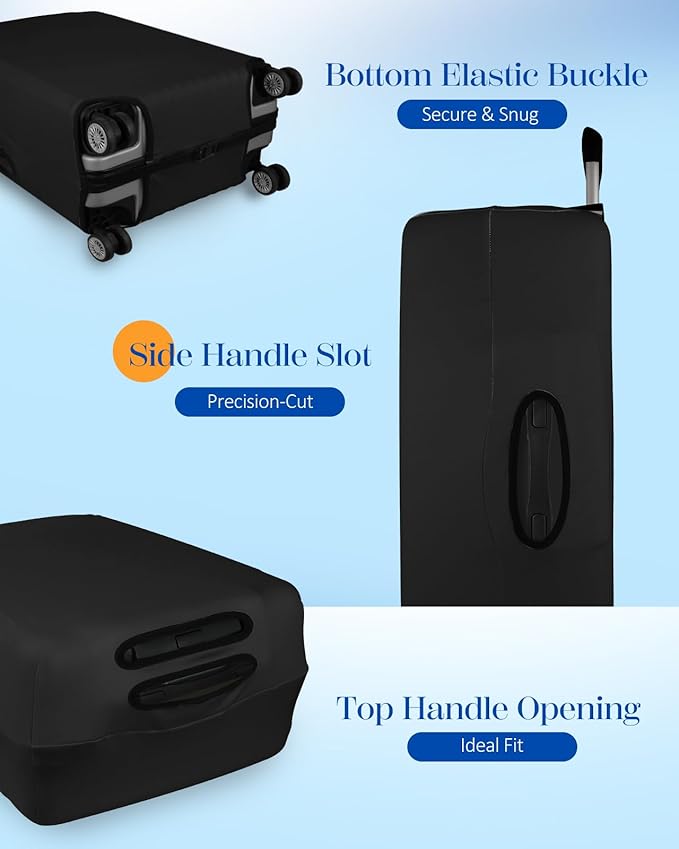 Slohif Luggage Cover for Suitcase Tsa Approved Protector - Luggage Sleeve Suit Case Cover Travel Stretch Large Baggage Case Protective Washable Fit 22-24 Inch Black