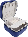 Travel Small Portable Mini Jewelry Case for collection Rings Necklaces Earrings and Lipstick Blue