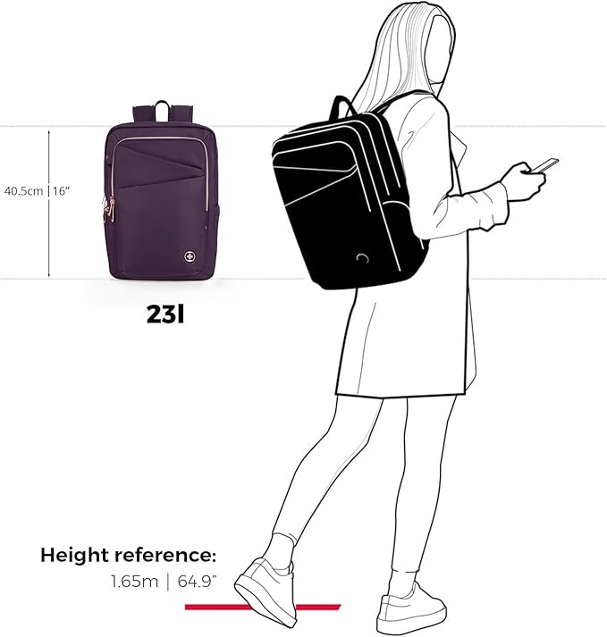Swissdigital Design Business Laptop Backpack For Women, College Computer Backpack with USB Charging Port, Fits 15.6 Inch Laptop Travel Work Backpack, Purple | KATY ROSE