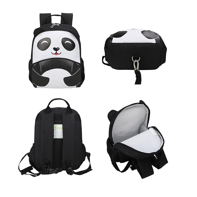 yodo Kids Insulated Toddler Backpack with Safety Harness Leash and Name Label - Playful Preschool Lunch Boxes Carry Bag, Panda