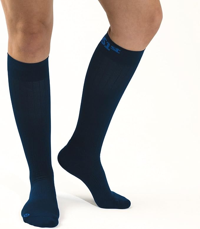 Medical Grade Compression Socks for Men & Women 15-20 mmHg by OrthoSleeve (Navy, Medium)
