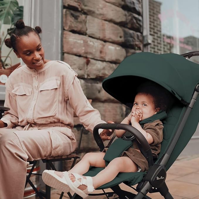 Silver Cross Clic Compact Stroller – Lightweight Travel Stroller for Newborn to Toddler (Birth to 55 lbs), One-Hand Fold, Lie-Flat Seat, Airplane Cabin Approved, UPF50+ Canopy (Conifer)