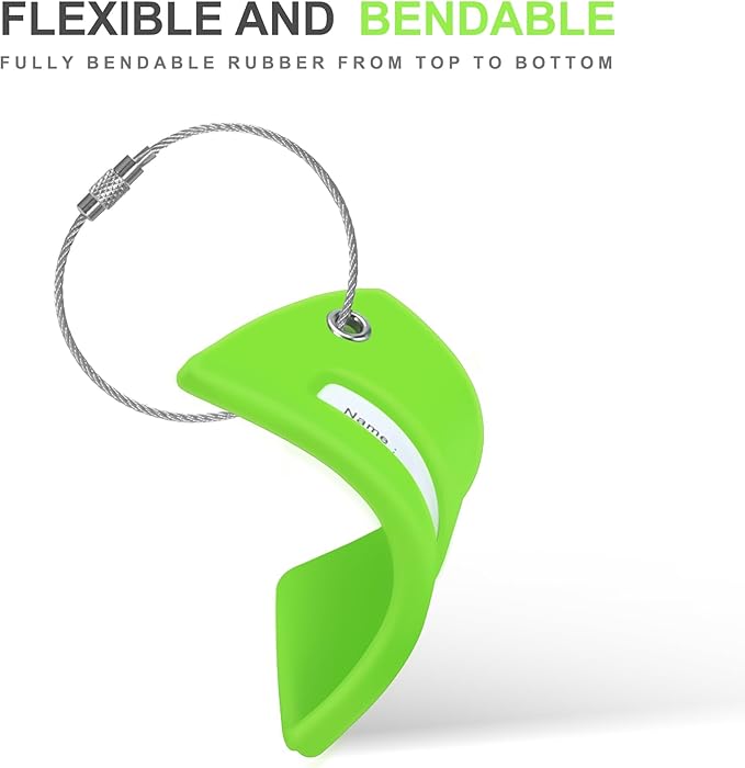 8 Pcs Luggage Tags for Suitcases, 26 Initial Letter Travel Luggage Baggage Identification Labels ID Tags Fully Bendable Tags with Stainless Steel Loop (Letter C, Green)
