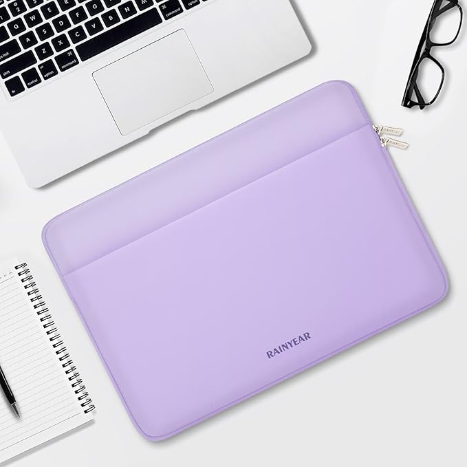 RAINYEAR Laptop Sleeve Case 15.6 Inch, Protective Portable Case with Front Pocket, Briefcase Handbag Computer Carrying Bag Laptop Bag Compatible for HP, Dell, Asus, Lenovo, Notebook, Purple