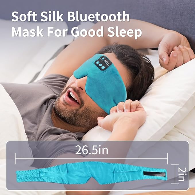 Joythink Sleep Headphones Bluetooth Sleep Mask Silk Kids Children Wireless Headband Headphones for Sleeping Travel Adjustable Sleeping Eye Mask with Thin Speaker