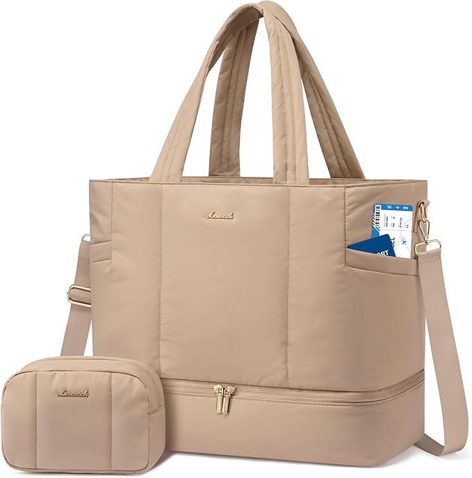 LOVEVOOK Travel Duffle Bag, Puffer Weekender Bags for Women with Shoe Compartment, Carry On Overnight Hospital Bag, Gym Tote