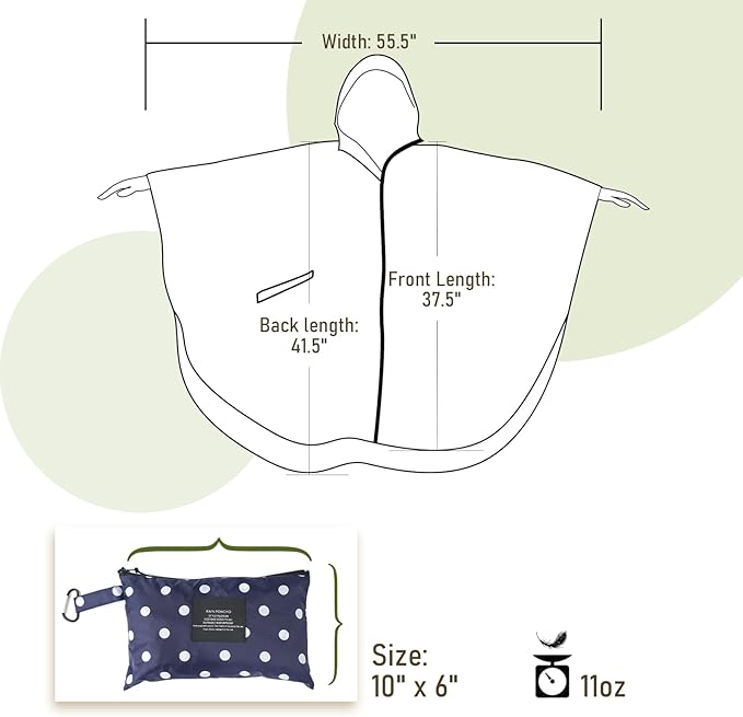SaphiRose Unisex Rain Poncho Raincoat Hooded for Adults Women with Pockets