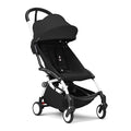 Stokke YOYO3 Stroller from 6 Months - Includes White Frame/Black Seat Cushion + Canopy - Folds in & Out in a Flash - Light & Compact - Carry-On Compatible