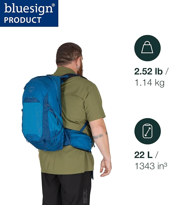 Osprey Talon 22L Men's Lightweight Hiking Backpack with Hipbelt, Green Canopy/Pine Leaf, Extended Fit