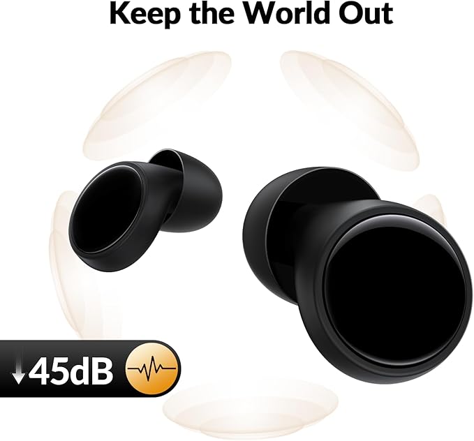 Ear Plugs for Sleeping 45dB Noise Cancelling Ear Plugs for Concerts, Focus, Travel, Work Silicone Hearing Protection Earplugs with 8 Ear Tips Reusable Noise Reduction Ear Plug with Storage Case Black