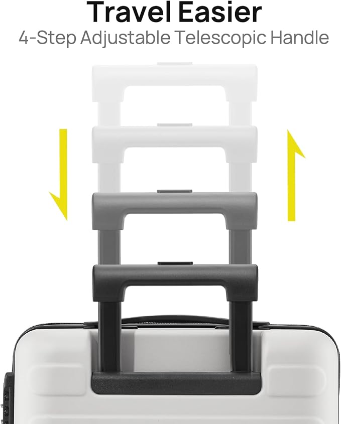 Carry on Luggage 22 X 14 X 9 Airline Approved, 20 Inch Luggage for 3-5 Days Travel, Double Spinner Wheels, 100% Hardshell PC, TSA Lock (05-Lily White (Basic), Checked 28-Inch)