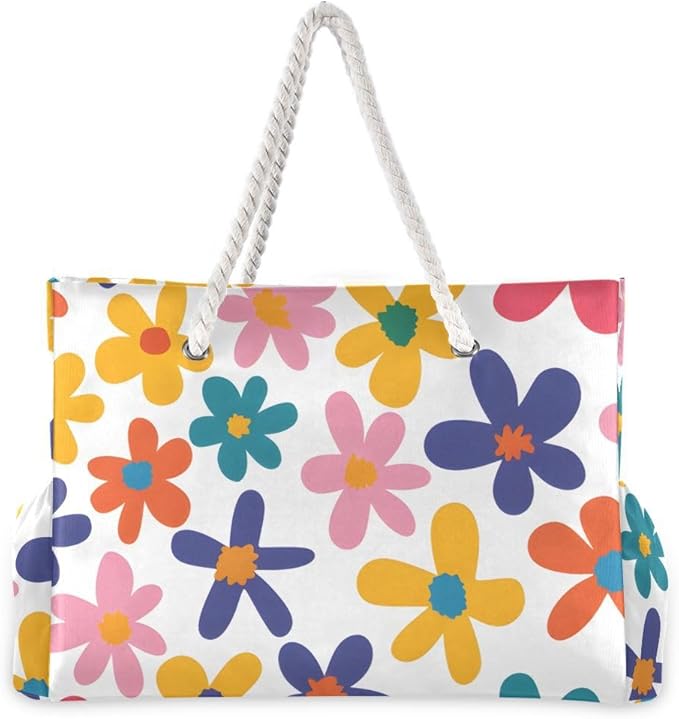 senya Large Beach Bags Totes Canvas Tote Shoulder Bag Soft Wave Water Resistant Bags for Gym Travel Daily Ocean