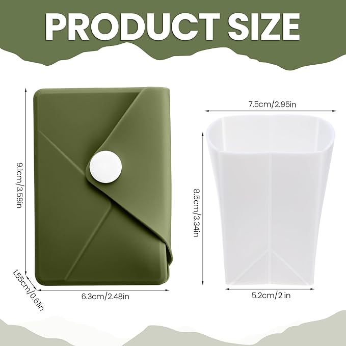 LemonRoad Silicone Folding Camping Cup Card Design Collapsible Silicone Travel Cup Waterproof 250 ml for Camping Outdoors International Travel(Green)