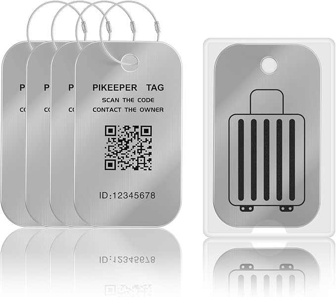 Smart QR Code Luggage Tags - Show Location When Scanned, Customizable Info with Privacy Protection, 4-Pack Waterproof & Durable Travel Labels for Suitcases, Backpacks & More
