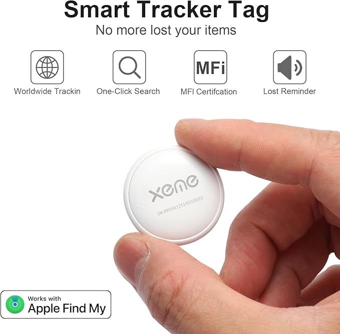 Key Finder, Bluetooth Tracker Locator Pairs with Apple Find My (iOS only), Item Locator Smart Tracker Tag for Keys/Luggage/Wallet, etc. (WHITE-1PCS)