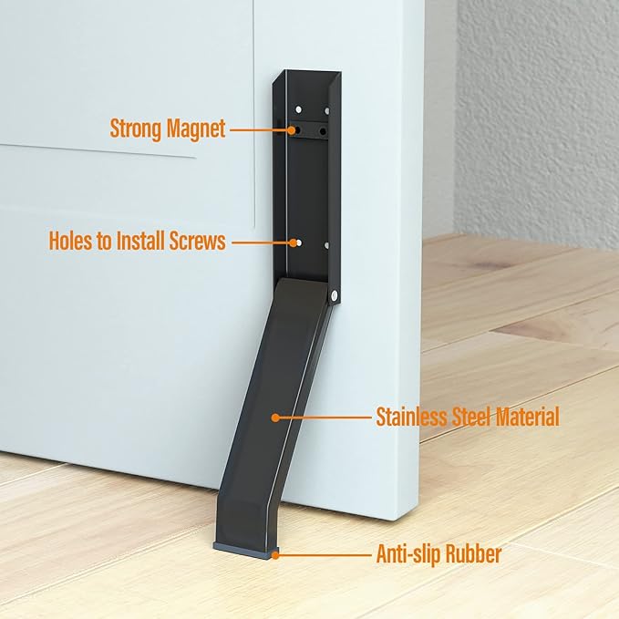 Door Stopper, Door Holder, No Drilling Door Stoppers, Easy Pedal Kick Down Door Stop (1, Black)