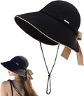 Wide Brim Hats for Woman Foldable Hats Sun Hats for Women uv Protection Bowknot Bucket hat Adjustable hat with Ponytail Hole