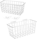 2 Set LeleCAT Hanging Wall Basket Organizer Over the Cabinet Door Adhesive Wire Baskets for Organizing Kitchen Food Pantry Bathroom Shelf Storage No Drilling Wall Mounted,White