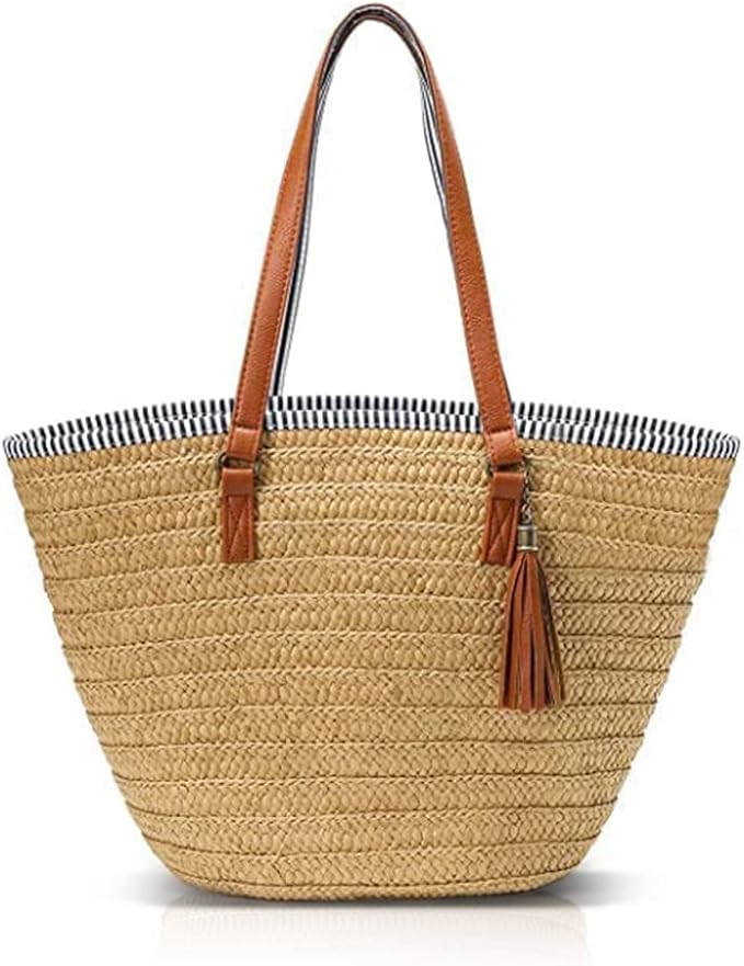 Pahajim Straw Beach Bags Tote Tassels Bag Hobo Summer Handwoven Shoulder Bags