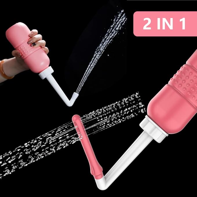 2PCS Vaginal Irrigation Intimate Wash for Women,Portable Bidet Travel Bidets ,Peri Bottle for Postpartum Care (Pink+Green)