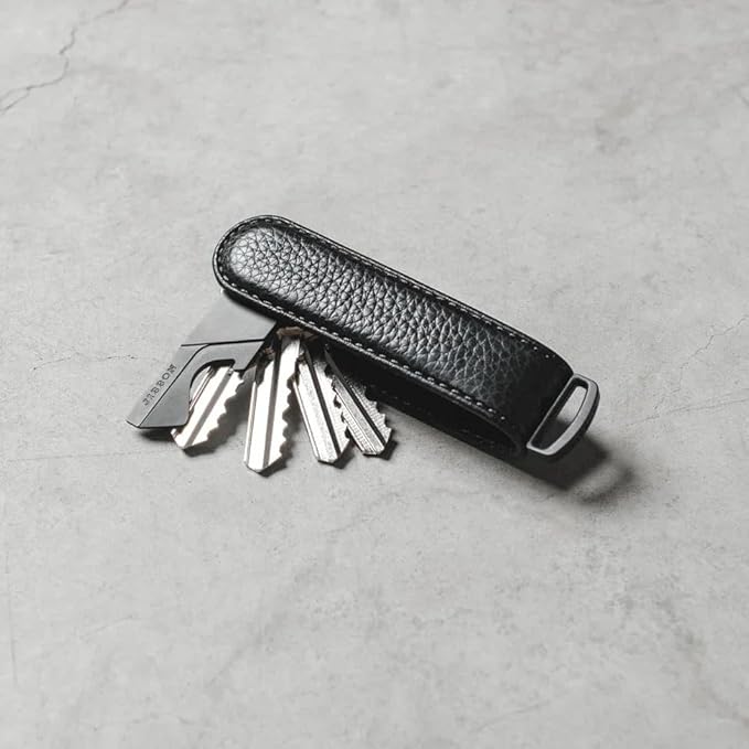 Jibbon Italian Premium Leather Key Organizer - Stylish Key Holder with Marine Grade 316 Stainless Steel, Compact EDC Keychain