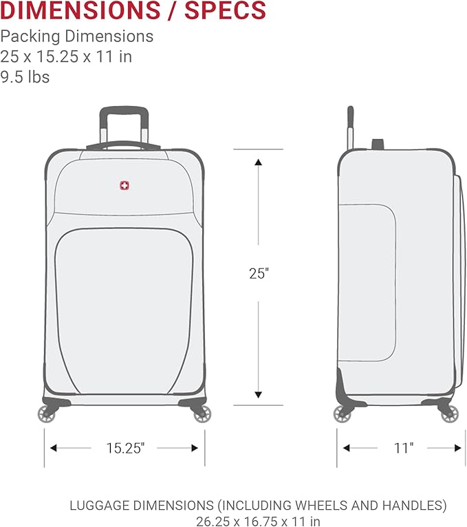 SwissGear Sion Softside Expandable Luggage, Teal, Checked-Medium 25-Inch