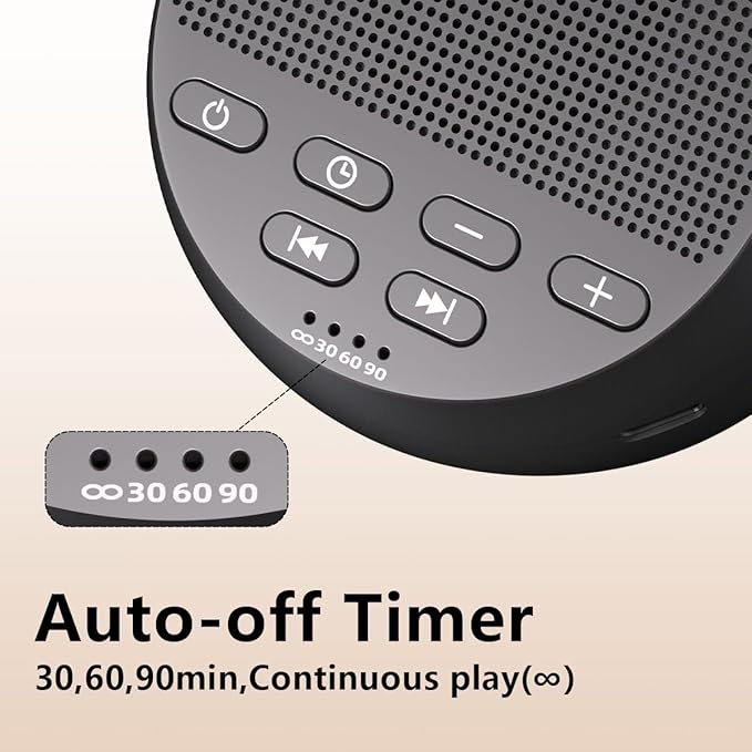 Sound Machine Portable Rechargeable White Noise Machine with 30 Soothing Sounds for Baby Kids Adults 32-Level Vol 4 Timer Brown Noise Sleep Sound Machine for Travel Office Privacy Home