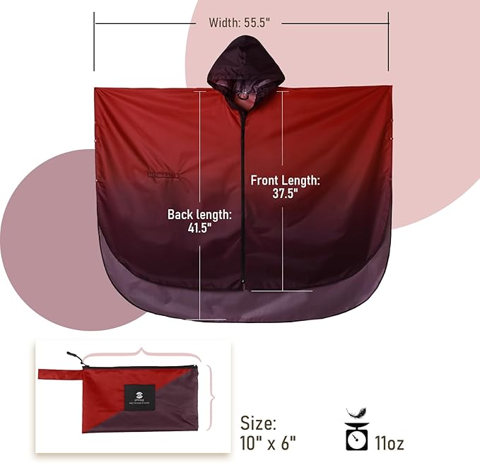 SaphiRose Rain Poncho Jacket Coat Hooded for Adults with Pockets