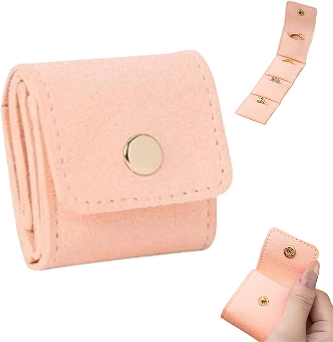 Mini Travel Jewelry Bag - Small Foldable Jewelry Case & Organizer Pouch with Snap Closure, Soft Fabric for Tangle-Free Necklaces Rings Earrings, Portable Storage Holder for Women Gift (Gray x 1)