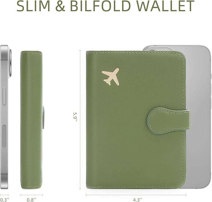 ZOPPEN Passport Holder for Travel, Passport Wallet Case, Rfid Travel Wallet Womens, Card Holder Wallet Travel Document Holder, Green