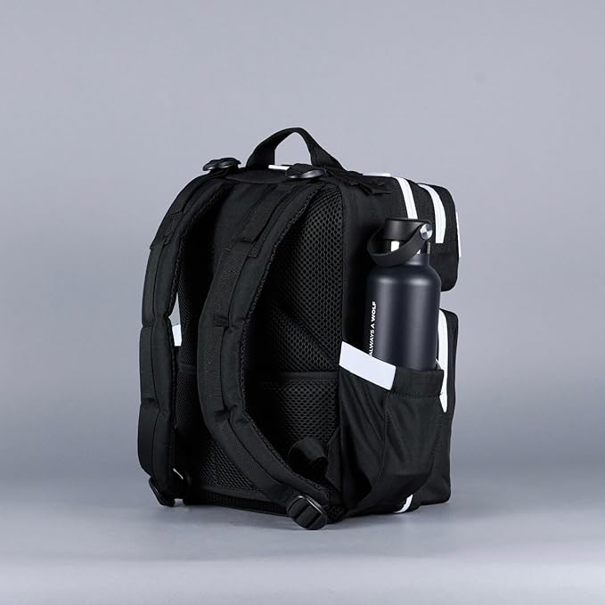 WOLFpak 15L Backpack - Alpha Black White Accents - Slim Everyday Carry Backpack for Men & Women, Water-Resistant Minimalist Daypack for Laptop & Travel