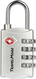 TSA Luggage Locks with 4 Digit Combination – Heavy Duty Set Your Own Padlocks for Travel, Baggage, Suitcases & Backpacks – 1 Pack Silver