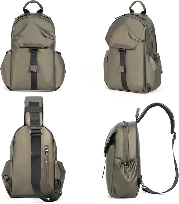 Crossbody Messenger Bag for Women Men Travel Backpack Convertibale Sling Bag Travel Hiking Daypack，Water-Resistant (champagne, small)