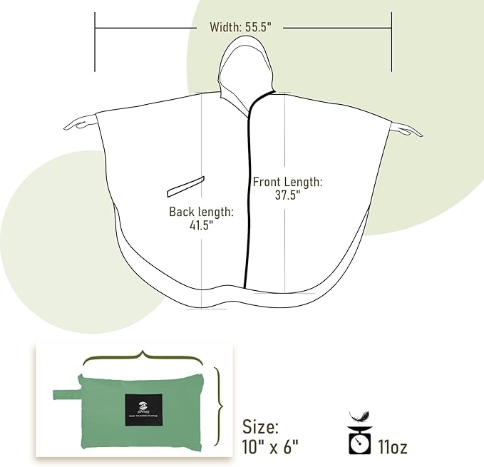 SaphiRose Unisex Rain Poncho Raincoat Hooded for Adults Women with Pockets