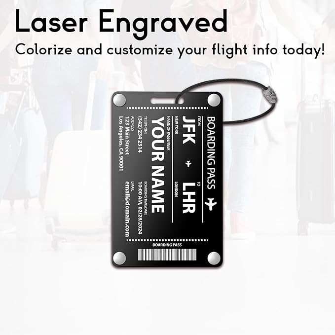 Luggage Tags for Suitcases: Boarding Pass Style Personalized Luggage Tags and Bags with Customizable Flight Details
