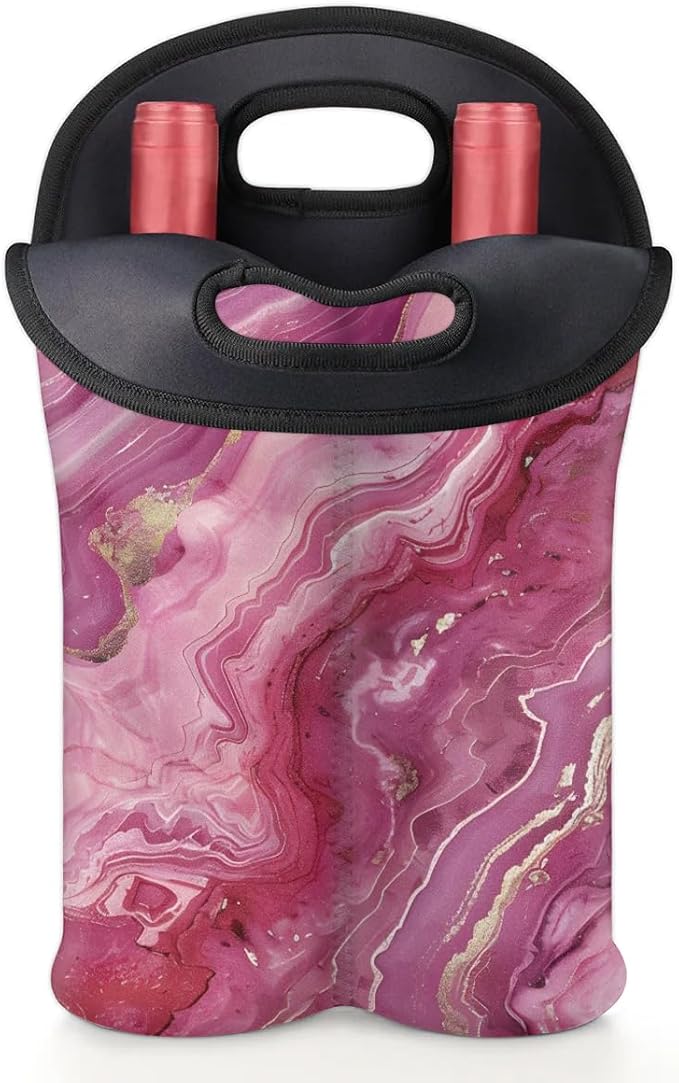 Wine Carrier Tote Personalized Bag for 2 Bottles - Neoprene Wine Bottle Holder with Carry Handle, Wine Protective Bag Insulated Bag Beer Cans Water Bottle Holder for Travel Picnic,Style11