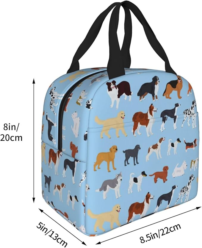 Cute Dog Lunch Box Puppy Lunch Bag Insulated Reusable Lunch Tote Bag Cooler Tote Bag for Men Women